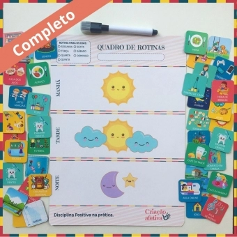 Quadro de Rotinas Completo - 48 cards de tarefas